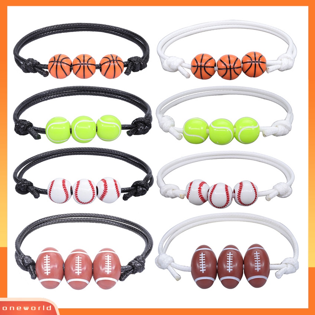 [EONE] Gelang Olahraga Rugby Braided Unisex Adjustable Bentuk Bola Gelang Fashion Jewellery