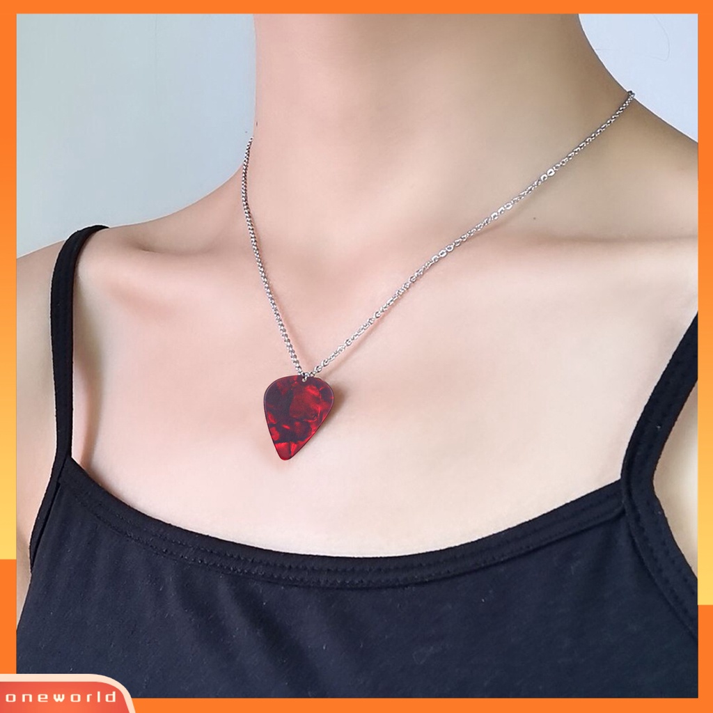 [EONE] Unisex Kalung Bentuk Hati Permata Imitasi Geometris Vibrant Semua Pertandingan Dekorasi Hadiah Wanita Pria Gitar Pick Liontin Kalung Perhiasan Untuk Club