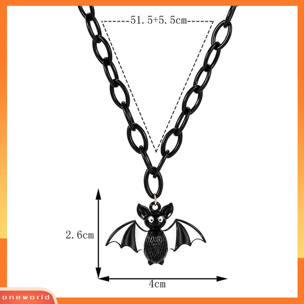 [EONE] Halloween Kalung Punk Gothic Rantai Tebal Hias Adjustable Trik Perlakuan Hadiah Geometris Halloween Kelelawar Liontin Choker Kalung Fashion Perhiasan Pesta Nikmat