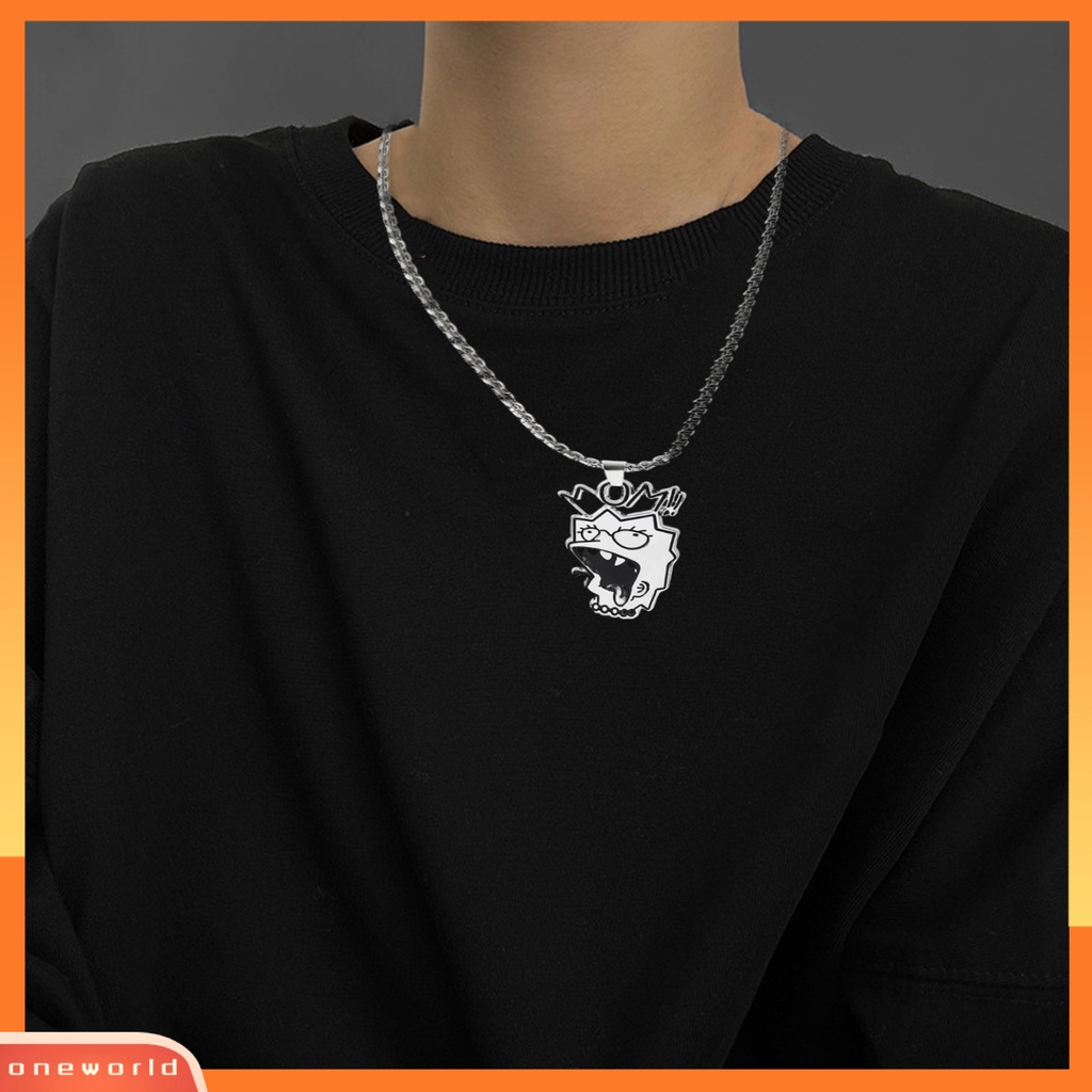 [EONE] Liontin Kalung Adjustable Ringan Mudah Dipakai Alergi Gratis Lucu Hias Titanium Steel Hip Hop Kalung Dengan Liontin Kartun Hadiah Untuk Remaja