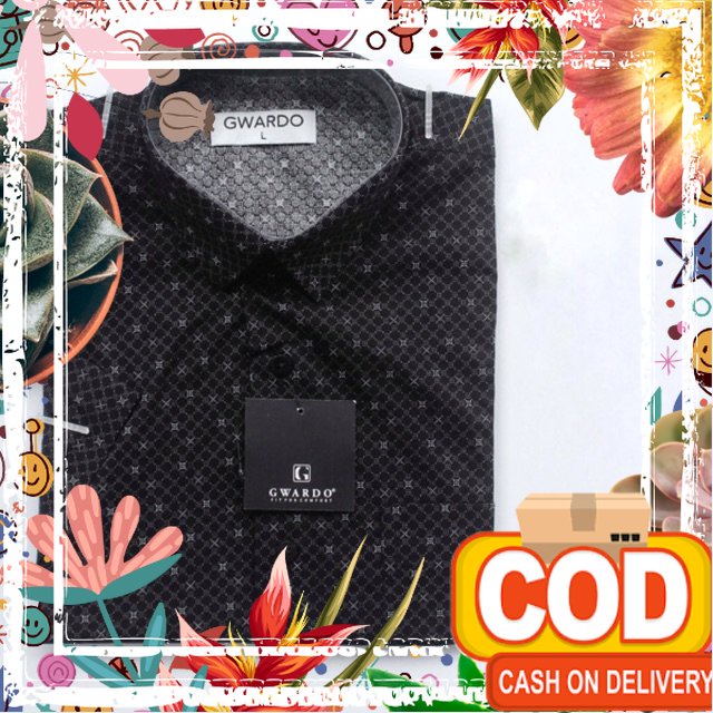 Kemeja SLIFIT hitam pria motif murah katun kemeja stretch gwardo/ Versi terbaik