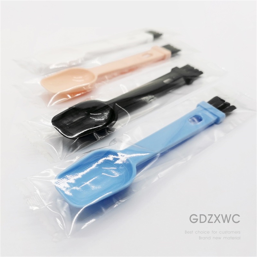 Brush Sendok Kopi dengan Sikat 2 In 1 Mengukur Sendok Sikat untuk Membersihkan Mesin Espresso Teh Bubuk Kopi Biji Sendok Plastik