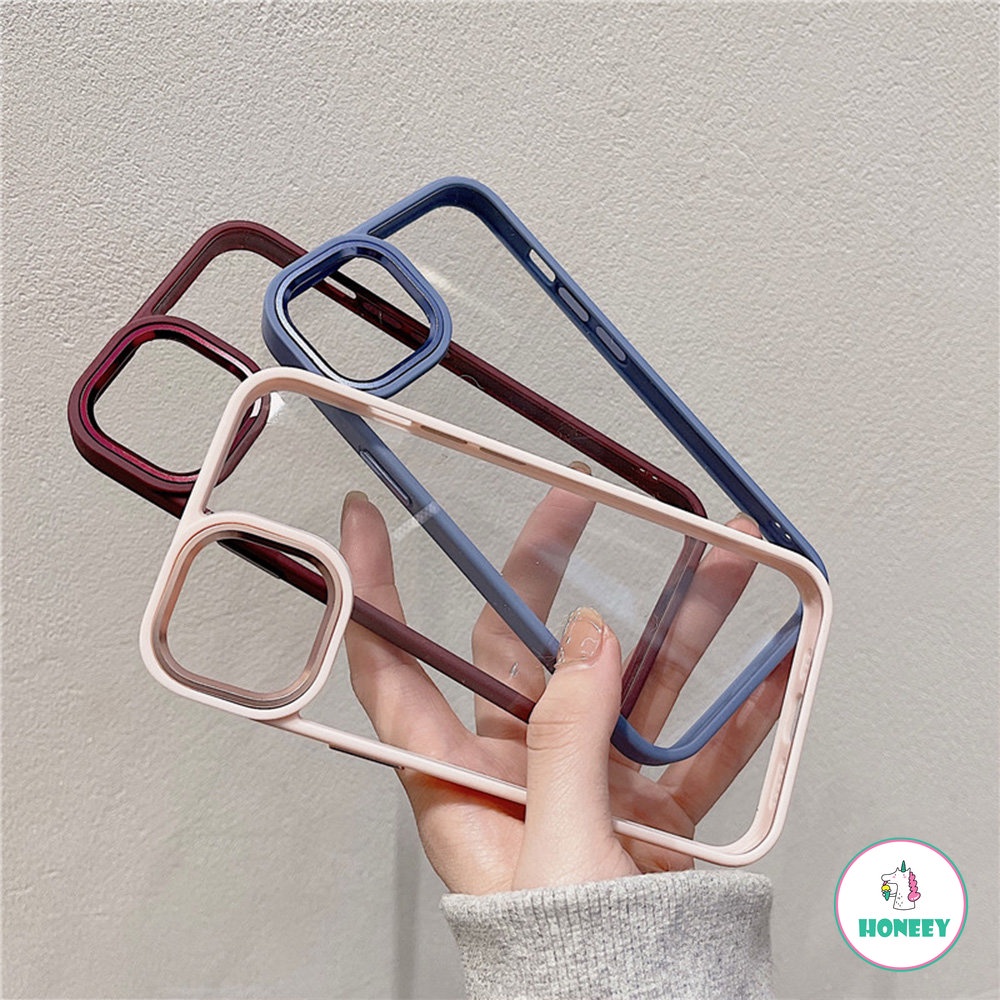 IPHONE Bumper Silikon Mewah Bahan Akrilik Bening Shockproof Case Untuk Iphone14 13 12 11 Pro XS Max X XR 78 Plus Penutup Cincin Kamera Metal