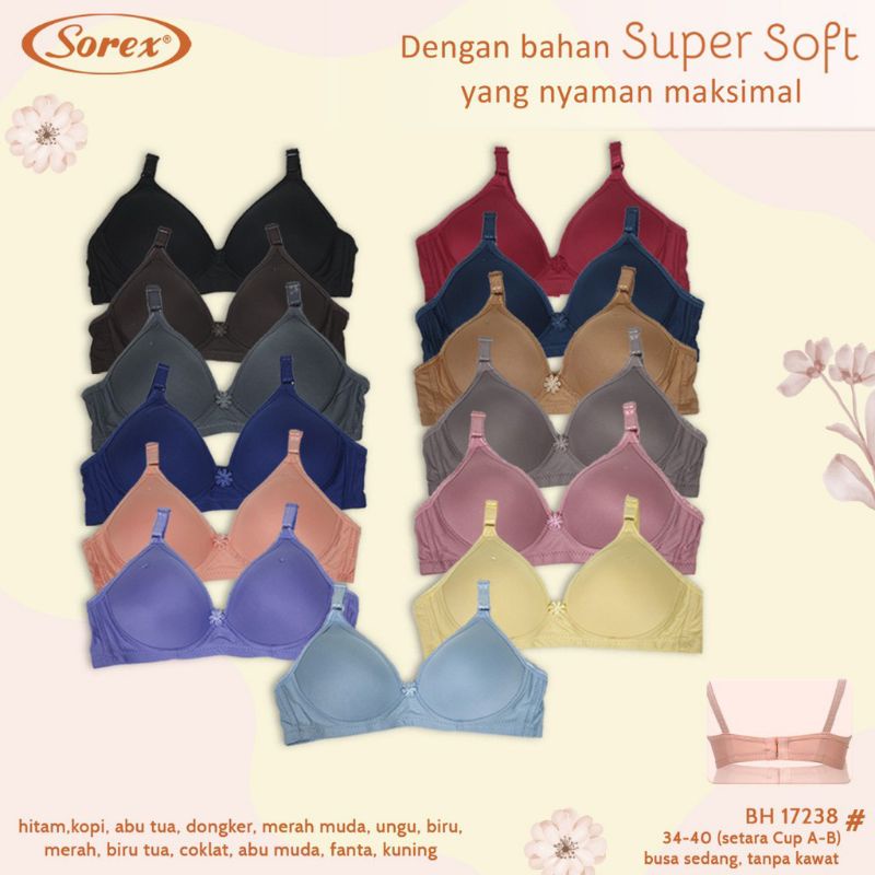 BISA PILIH WARNA Bra Sorex 17238 BH PolosTanpa Kawat Cup B Super Soft Busa Sedang (Only Bra) TOKO RU