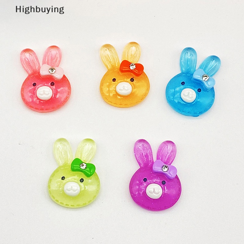 Hbid 5pcs DIY Fluorescence Rabbit Bunny Resin Aksesoris Untuk Bahan Crafg Perhiasan Ch Supply Seni Dekorasi Glory