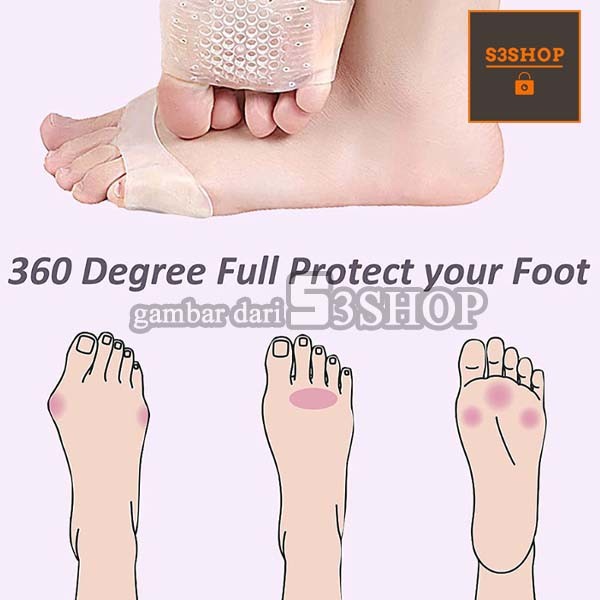 Insole Silicone Pemisah Jari Kaki Bunion Bantalan Kaki Depan Silikon