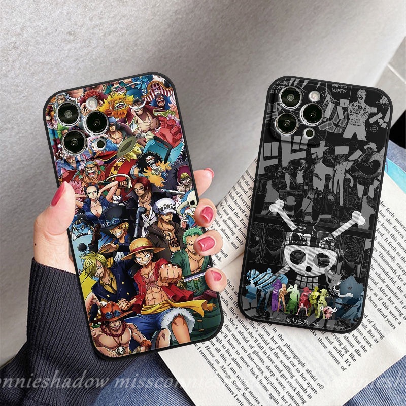 IPHONE Case One Piece Anime Kartun Trendi Kompatibel Untuk Iphone8 6 7 6S Plus 11 13 14 12 Pro Max XR X XS Max 7Plus SE 2020 Lembut Tepi Lurus Lembut Tpu Phone Cover