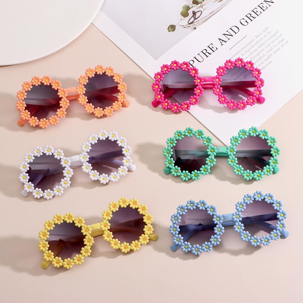 R-flower Kids Daisy Sunglasses Fashion Festival Pesta Disko Bingkai Bulat