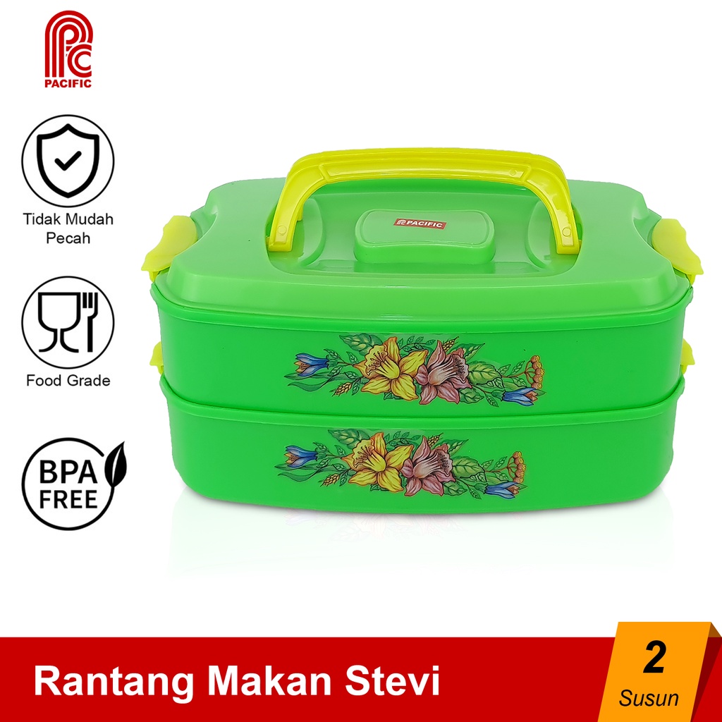 Pacific Rantang Stevi Plastik 2 Susun Tempat Makan Food Storage Wadah Serbaguna Pac-Rts-002