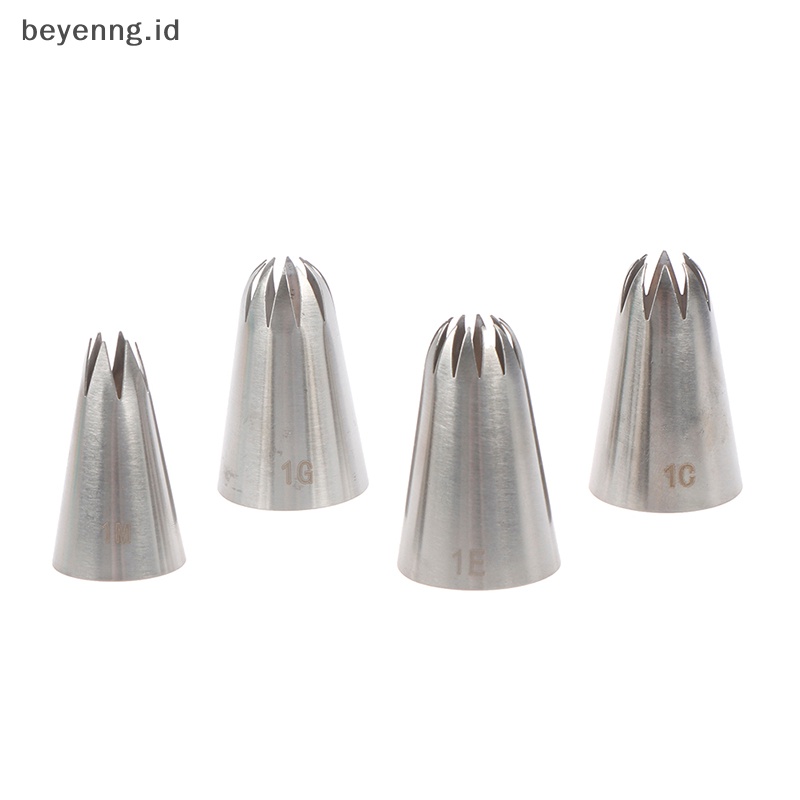 Beyen 4pcs Nozzle Piping Icing Untuk Decorag Kue Baking Cookie Cupcake #1m#1c#1e#1g ID