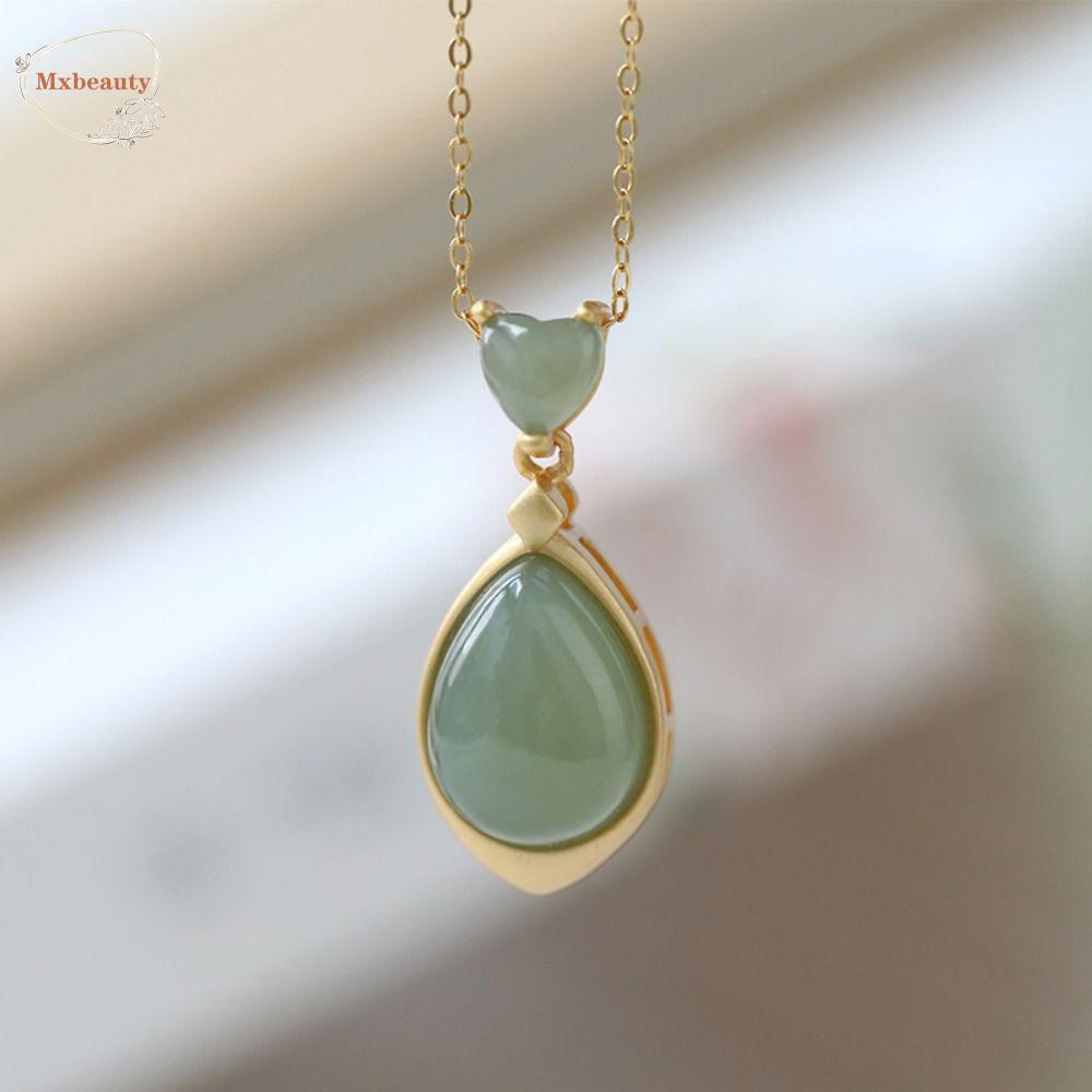 Mxbeauty Hetian Jade Choker Elegan Dingin Fashion Gadis Hadiah Adjustable Beruntung Klavikula Rantai