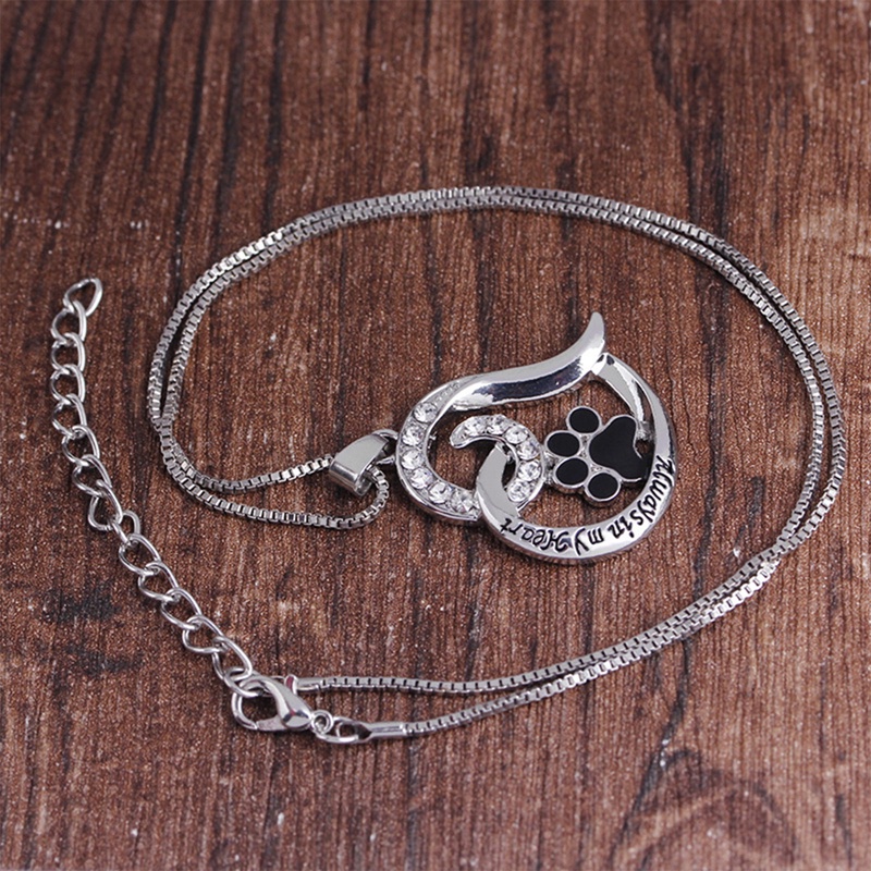 Pesona Berongga Bentuk Hati Kalung Untuk Wanita Gadis Pecinta Hewan Peliharaan Berlian Imitasi Kucing Anjing Paw Tapak Liontin Kalung Perhiasan Hadiah