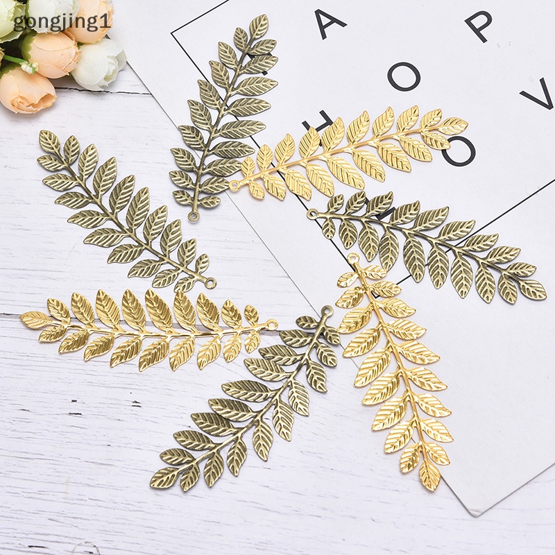 Ggg 10Pcs/set Konektor Lilit Kerawang Daun Vintage Bahan Metal DIY Craft Membuat Perhiasan ID