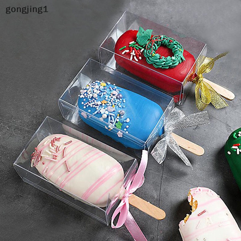 Ggg 10pcs Kotak Kue Kering Transparan Gift Plastic Box Ice Cream Shaped Boxes Gift ID