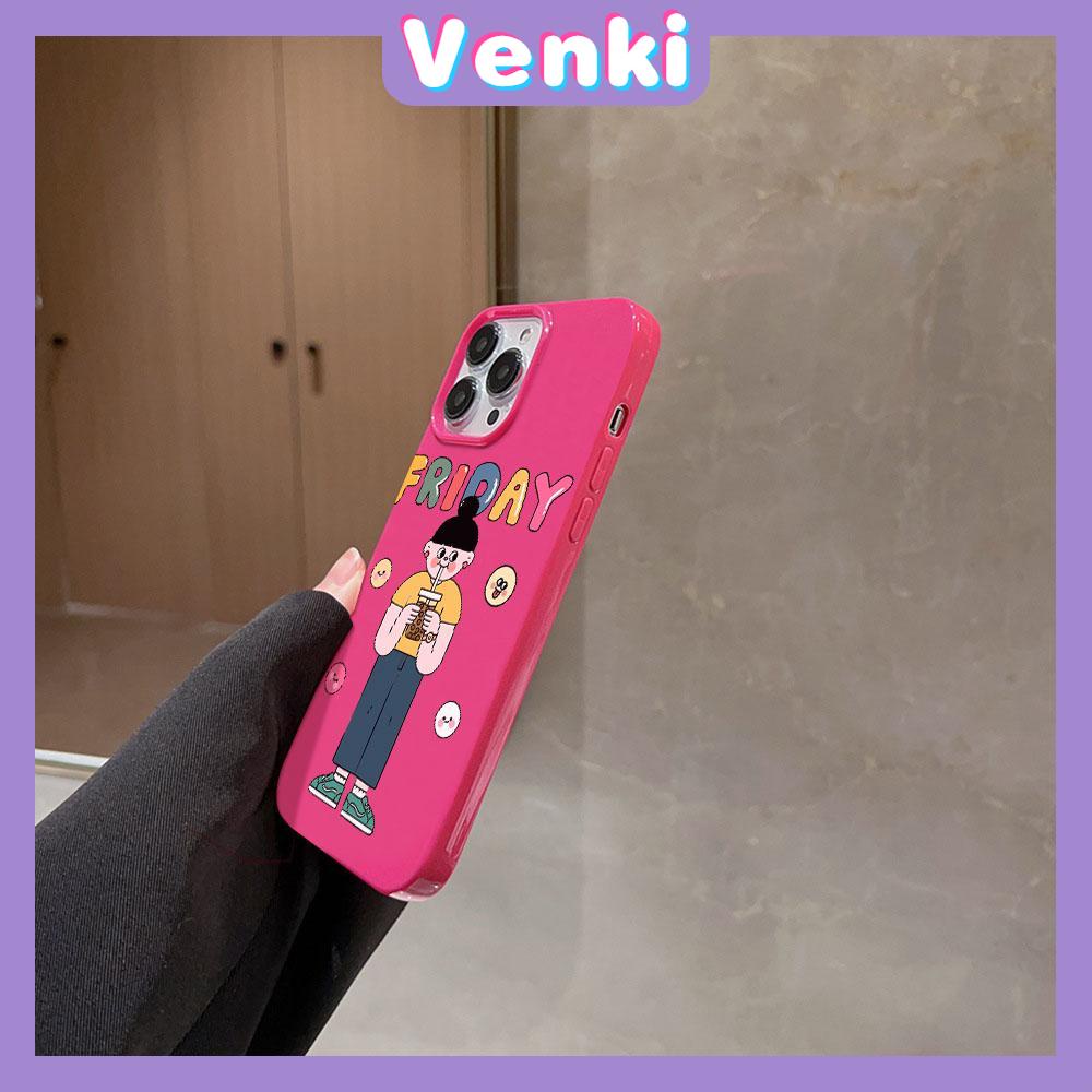 VENKI - For iPhone 11 iPhone Case Red Glossy TPU Soft Case Shockproof Protection Camera Cute Drink Girl Compatible with iPhone 14 13 Pro max 12 Pro Max xr xs max 7Plus 8Plus