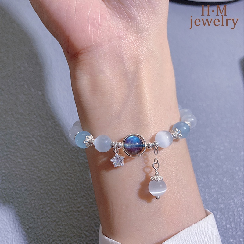 Gelang Opal Bermutu Tinggi Baru Ins Style Moonstone Aquamarine Bracelet