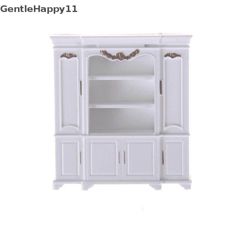 Gentlehappy Furniture Miniatur Rumah Boneka Decor Kabinet Rak Buku Motif Emas id