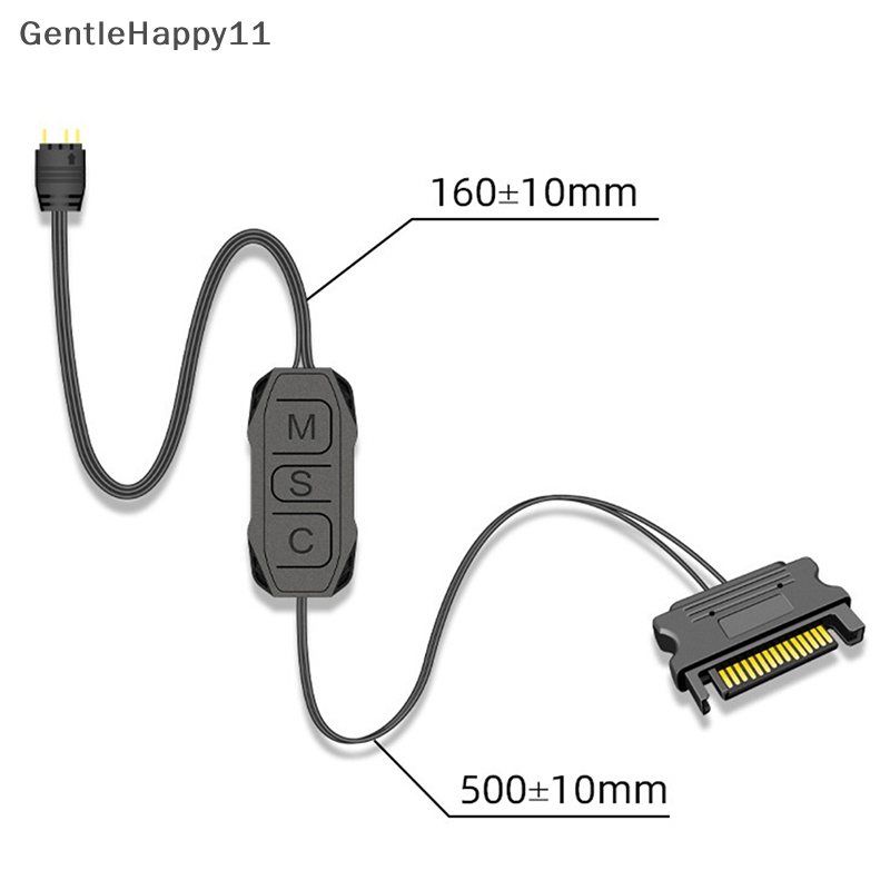 Gentlehappy ARGB Controller Perpanjang Kompatibilitas Lebar Kabel 3pin Ke SATA Pin Controller id