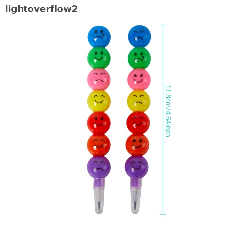 [lightoverflow2] 2 Pcs Kartun Kreatif Warna-Warni Pensil Ekspresi Senyum Wajah Pensil Anak Paing Permen Labu Pena Perlengkapan Sekolah Alat Tulis [ID]