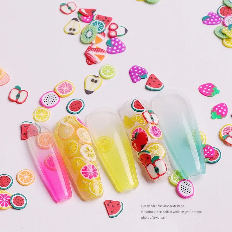 Kreatif Kecil Segar 3D Buah Bentuk Nail Art Payet/Wanita Kepribadian Buah Warna-Warni Kuku Stiker/DIY Manicure Dekoratif Aksesoris