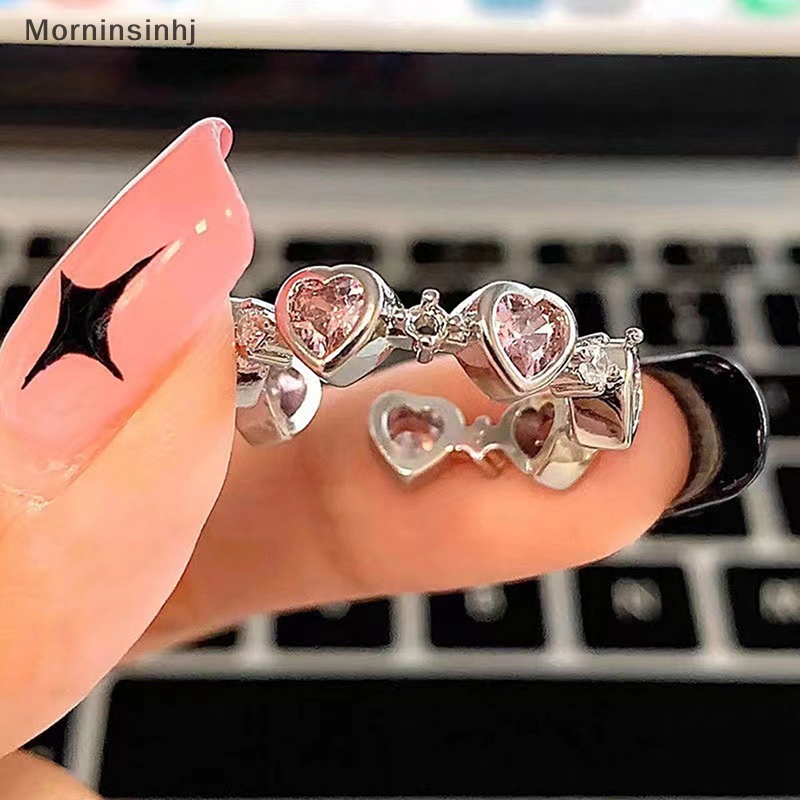 Mornin Fashion Kreatif Punk Gothic Duri Cinta Jantung Cincin Mata Kucing Merah Muda Jantung Cincin Wanita Pembukaan Perhiasan Cincin Hadiah id