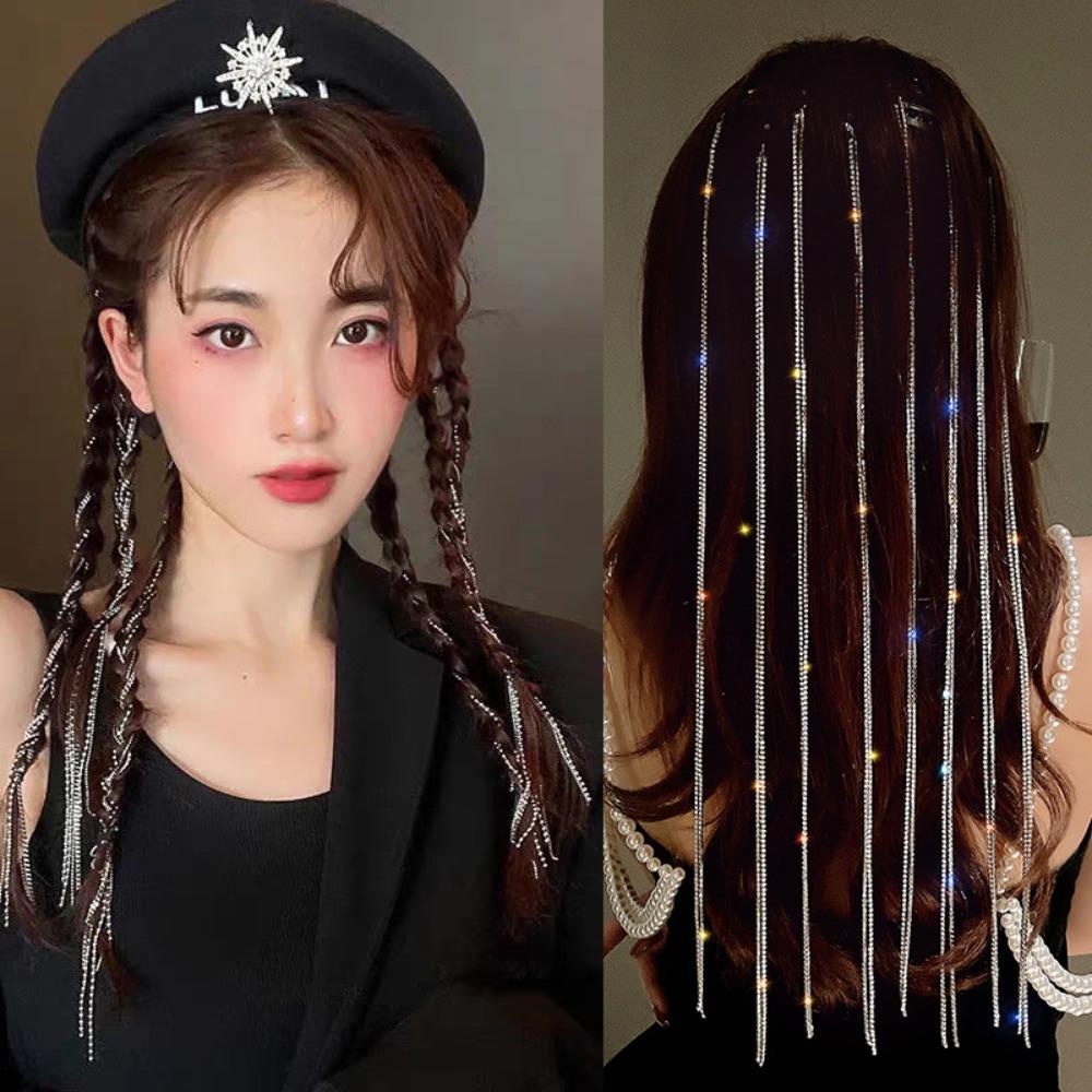 Agustina Rumbai Ekstensi Rambut Rantai Fasion Pesta Keren Wanita Sisir BB Klip Rambut Ekstensi Clip on Anak Afrika Hairband Dekorasi