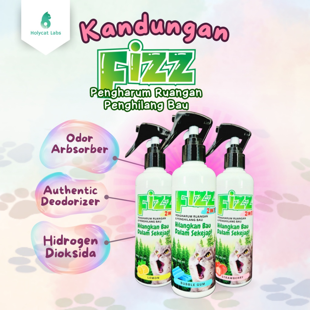 Fizz Spray Penghilang Bau Kotoran Kucing &amp; Anjing by Holycat Labs | Fizz Poop Peep FIZZ Aman Terjila