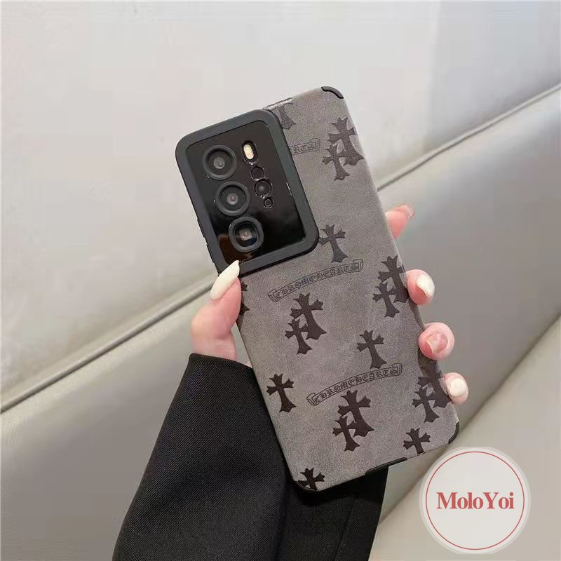 Stiker Tekstur Gaya Eropa Dan Amerika Case Kompatibel Untuk IPhone XR XS X Max11 7plus 12 13 14 Pro Max8 7 Plus Kulit Lembut Mewah Trendi Merek Chrome-Hati Ponsel Cover