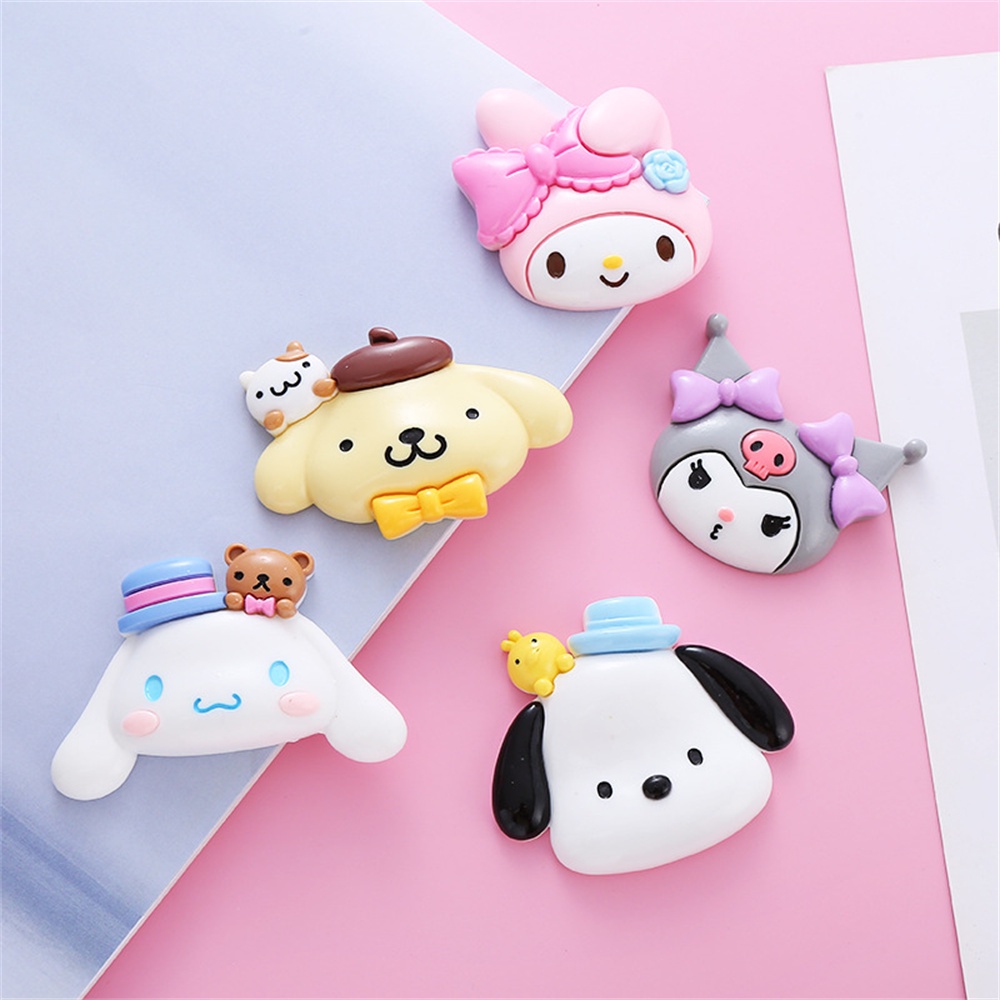 Sansanrio Diy Aksesori Resin Ponsel Shell Patch Jepit Rambut Lubang Sepatu Cangkir Kulkas Stiker Dekorasi Bahan Aksesori Buatan Tangan