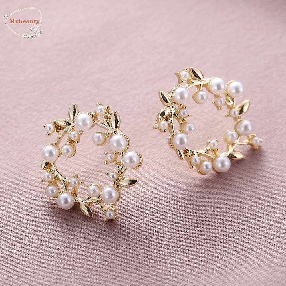 Mxbeauty Anting Tusuk Fashion Gadis Wanita Lingkaran Mutiara Korea Ear Studs