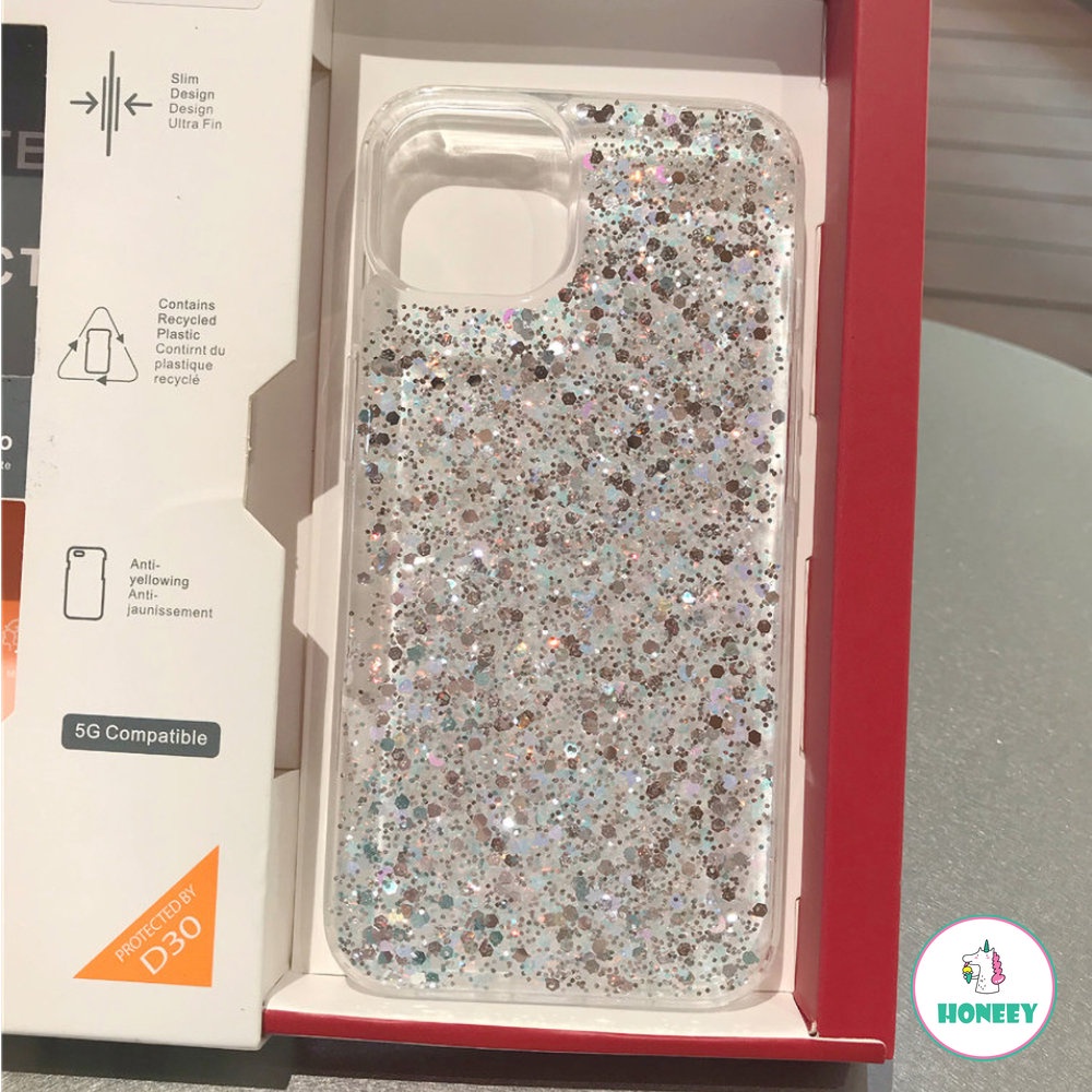 IPHONE Dreamy Fashion Foil Sparkle Sequin Glitter Phone Case Kompatibel Untuk Iphone14 13 12 11 Pro Max Anti-Slip Bumper Lembut TPU Penutup Belakang