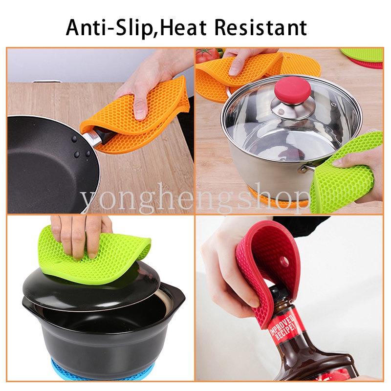 Silicone Honeycomb Design Pot Pan Pad Tahan Panas Non-Slip Dudukan Panci Insulasi Tikar Bulat Meja Tatakan Gelas Cangkir Aksesoris Dapur