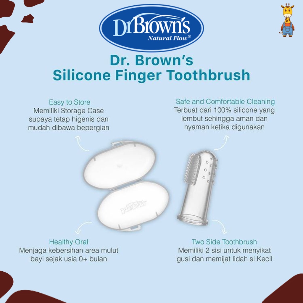 Dr. Brown's Silicone Finger Toothbrush with Case / Toothbrush Bayi / Sikat Gigi Bayi / Sikat Lidah Bayi - HG010