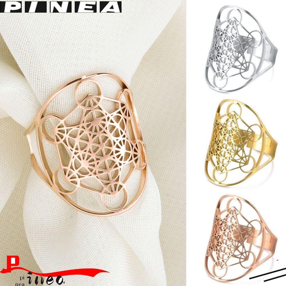 Cincin Nanas Open Ring Stainless Steel Kabbalists Adjustable Metatron