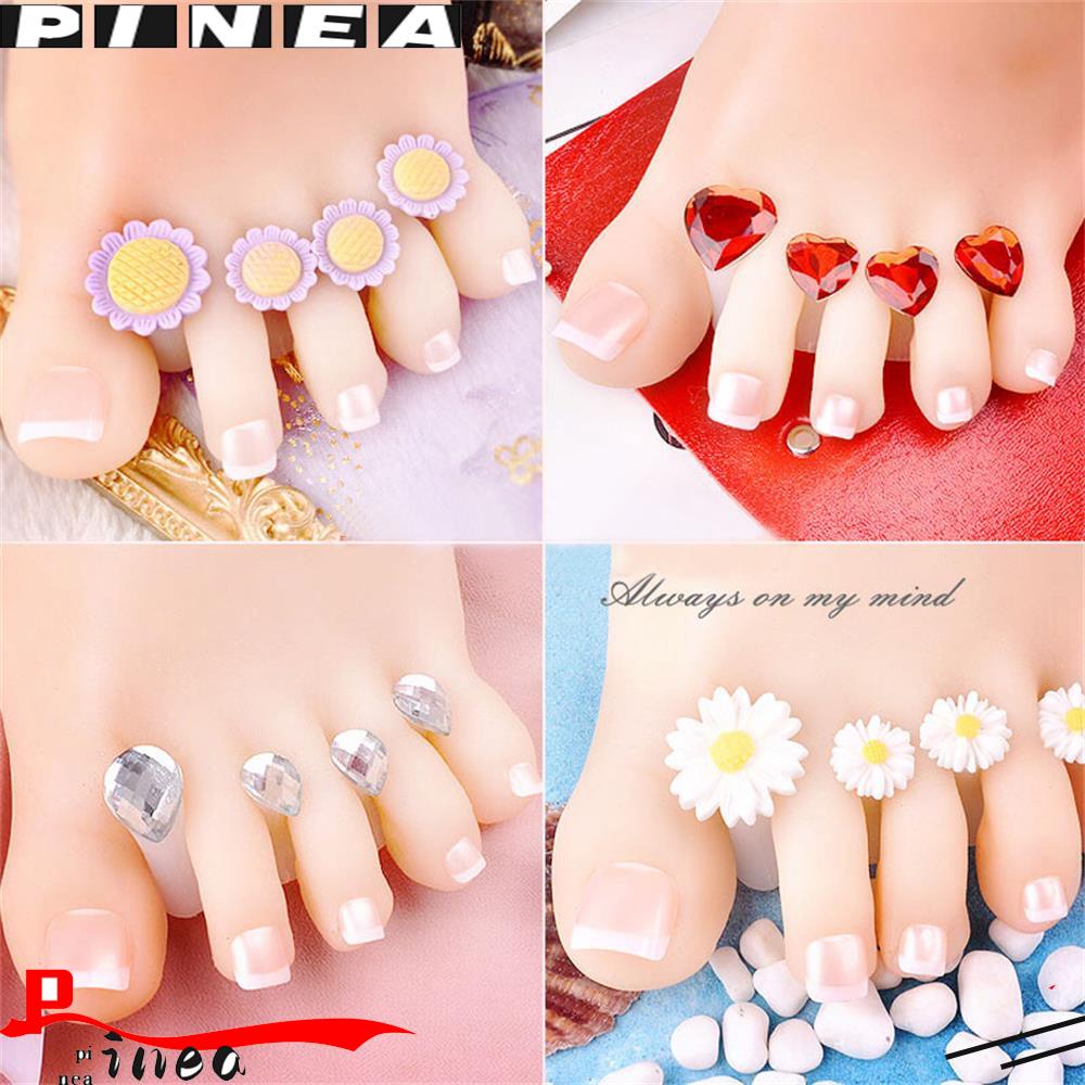 Nanas 8pcs Pemisah Silikon Jari Kaki New Pearl Diamond Flower