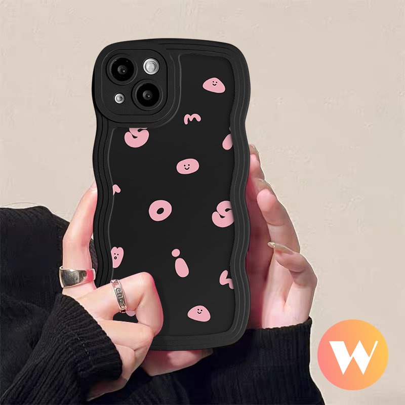 Casing Smile Alfabet Kartun Simple Pasangan Untuk Redmi Note11 9s 10 11s 8 9 Pro Max 10s Redmi A1 9T 9A 9 10C 10A 9C NFC 10 12C A1+POCO Mi 11T Pro M3 X3 NFC Pro Wavy Edge Sarung