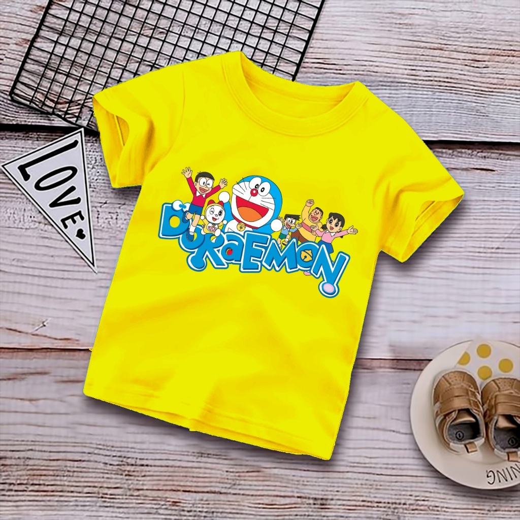 EdmundShop - Atasan Baju Anak Untuk Anak 1-10 Tahun Cowok Cewek Warna Motif Doraemon Baris
