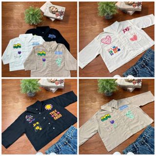 BEFAST - ZEC OODT WANITA KEMEJA RILA / Kemeja Wanita Korean Lucu Good Vibes / Hem Crop Wanita Unik / Pakaian Hangout Wanita Remaja / OOTD Ala Style Korean Wanita / Kemeja Lengan 3/4 Motif / Fashion Kekinian Wanita Trendy