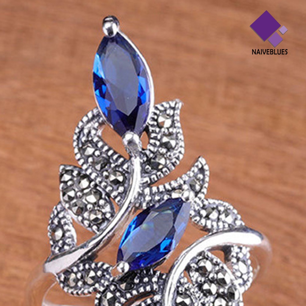 &lt; Naiveblues &gt; Cincin Jari Pengerjaan Halus Perhiasan Permata Imitasi Wanita Cantik Fidget Ring Banquet