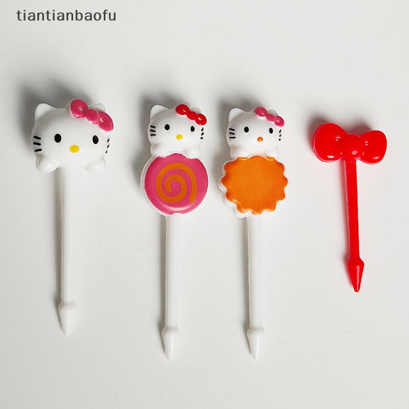 [tiantianbaofu] 8pcs/set Mini Kitty Garpu Buah Anak Snack Dessert Bento Sandwich Makan Siang Dekorasi Pesta Butik