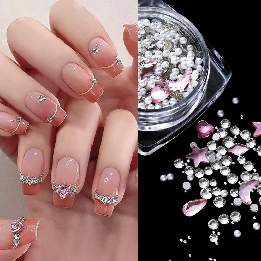 Needway Kuku Berlian Imitasi Wanita Fashion Flat Bottom Drills Bintang Manikur Aksesoris Nail Art Perhiasan Mutiara Dekorasi Kuku