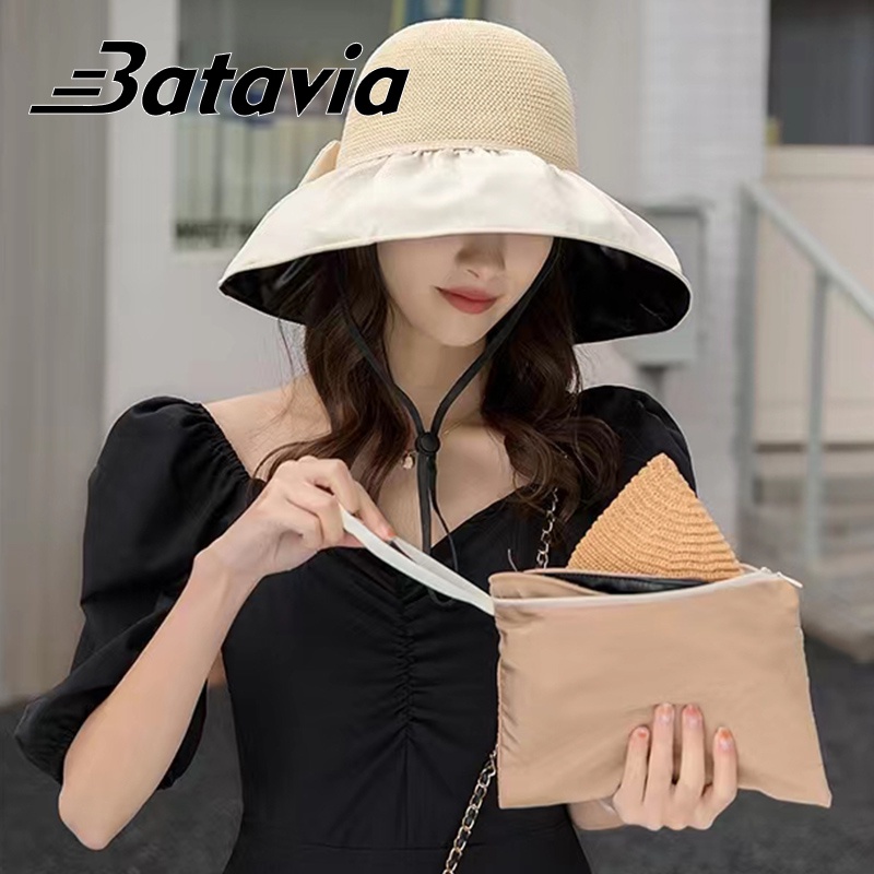 （COD）Batavia  wrap around diperbesar brim sun topi wanita musim panas luar sun visor sun hat desain fashion sun hat T1