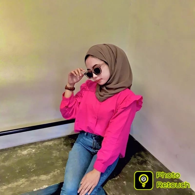 BEFAST - ZEC OOTD WANITA BLOUSE NIC / Yurim CRINCLE  Ruffle Blouse / Pakaian Casual Wanita / Blouse Wanita Model Terbaru / Fashion Kekinian Remaja ABG Trendy / Outfit Wanita Kerja Formal / Blouse Lengan Panjang Polos Formal