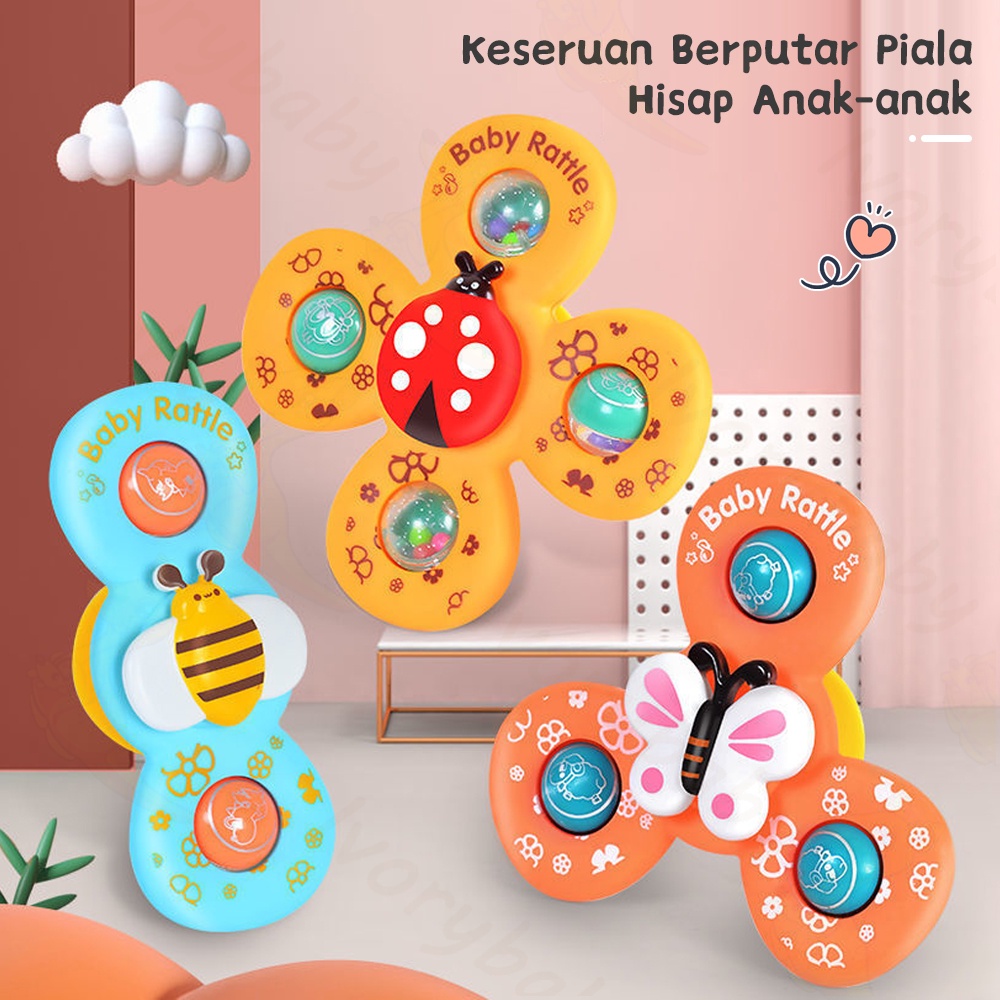 Ivorybaby 3pcs/set Fidget spinner motif serangga Spinner bayi tempel Baby sensory toys