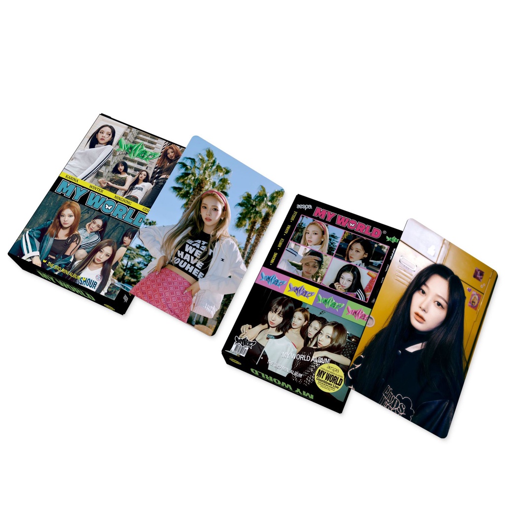 55pcs/box AESPA MY WORLD Photocards MINI 3RD ALBUM Kartu Lomo Kartu Pos Kpop Pedas