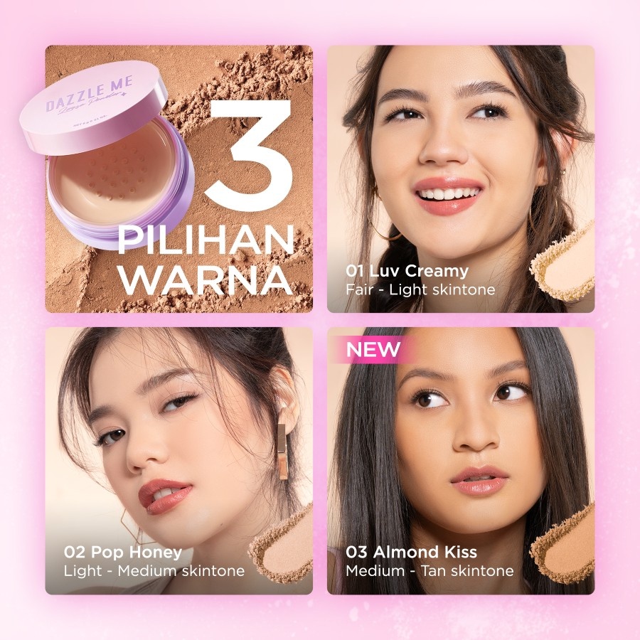 DAZZLE ME Always Setting Loose Powder BPOM | Super Soft Smooth Bedak Tabur Natural Translucent Kosmetik Original