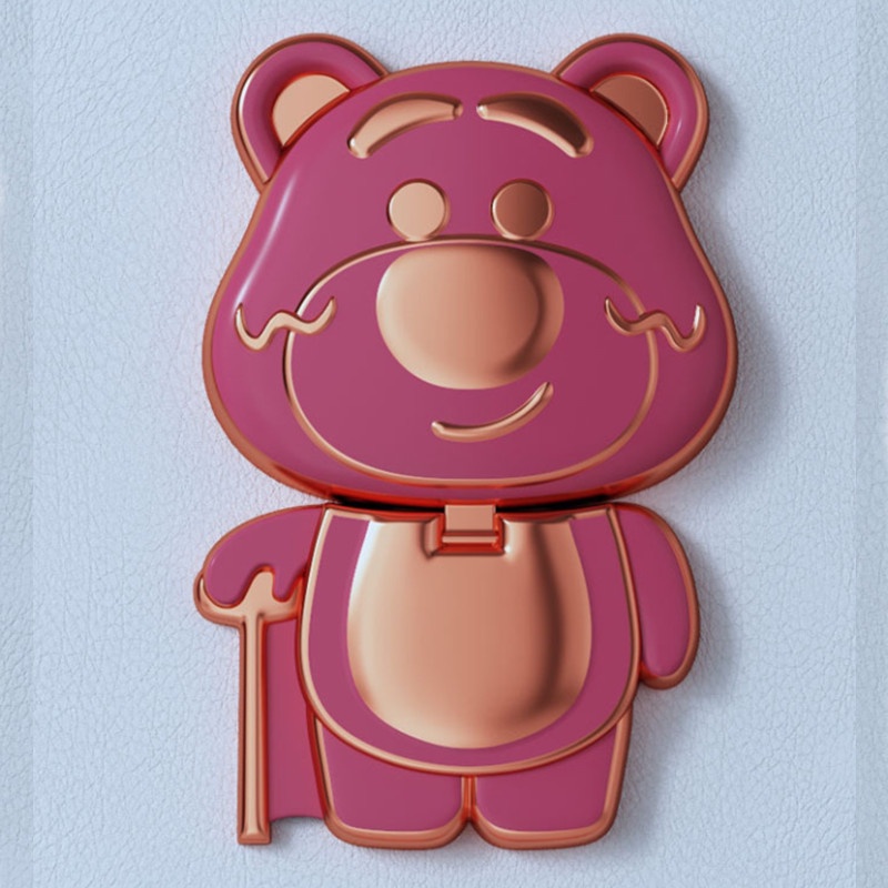 Kartun Strawberry Bear Braket Ponsel Multifungsi Braket Handphone Mini Strawberry Bear Desktop Bracket360 ° Cermin Rias Rotasi