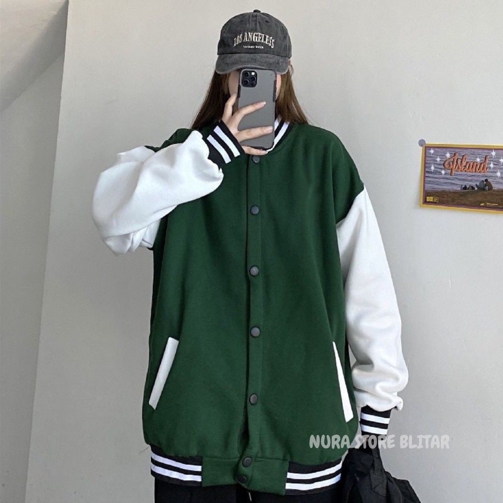 Jaket Bomber Varsity Baseball Vintage Unisex Laki Laki Perempuan Aesthetic Distro Varcity Besbol Jac