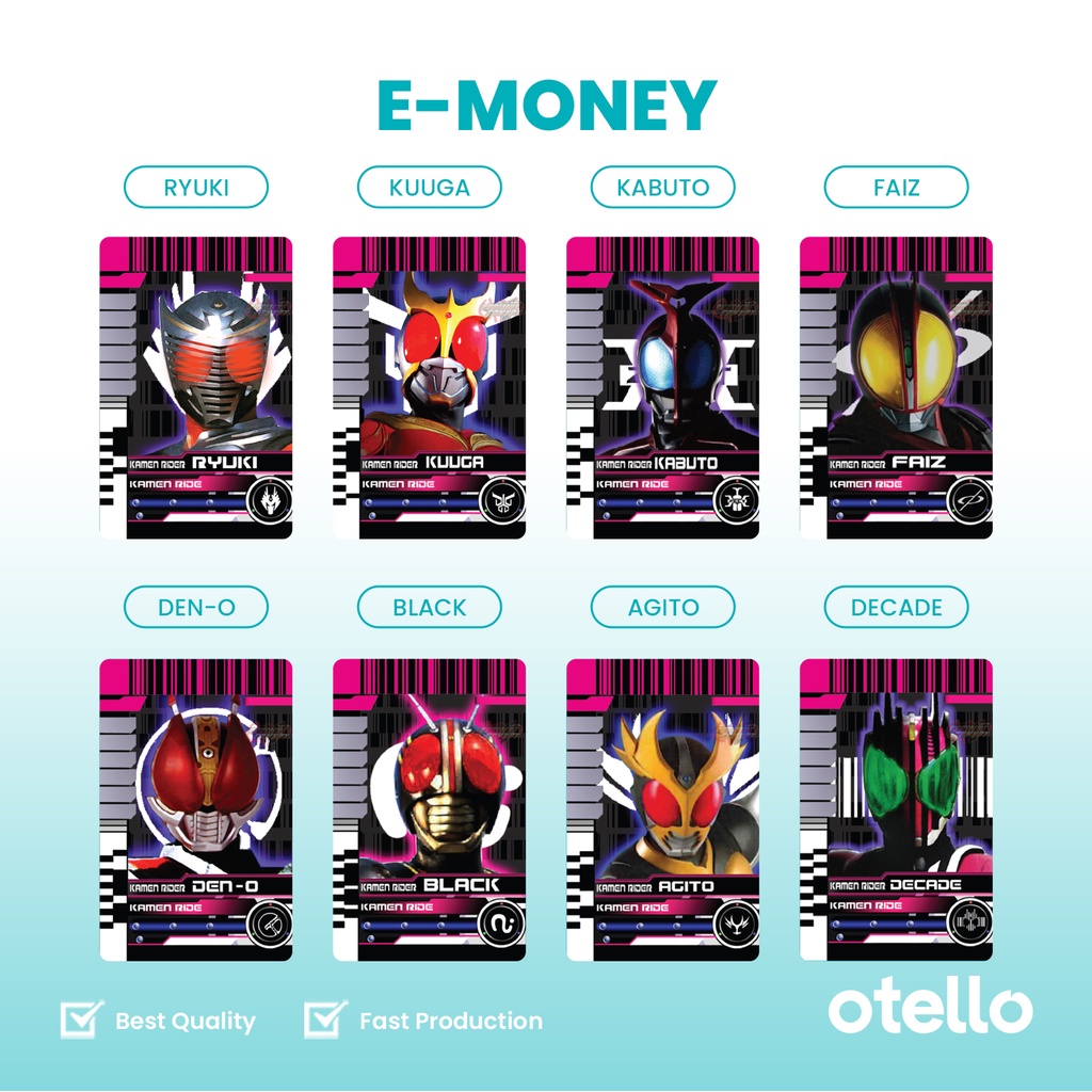 Kartu eMoney Kamen Rider e-Money Card eToll Mandiri Unik Keren Permainan Super Hero Figure Set Decade