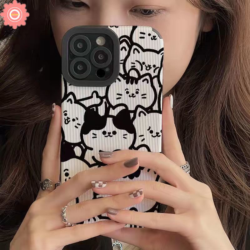 IPHONE Case Kartun Line Kitty Kucing Lucu Kompatibel Untuk Iphone11 14 12 13 Pro Max7 8 Plus X XR XS Max Lovely Monster University Shockproof Gaya Korea Case Penutup Belakang